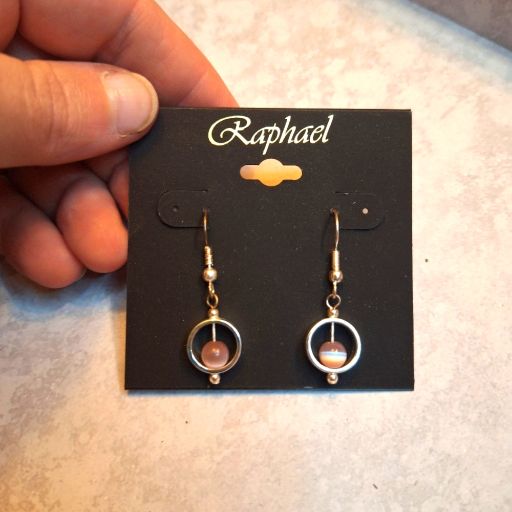 Raphael Gold and Pink Dangle Earrings